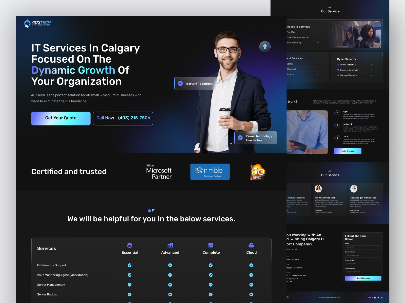 Example of Landing Page/Website Design Per Page