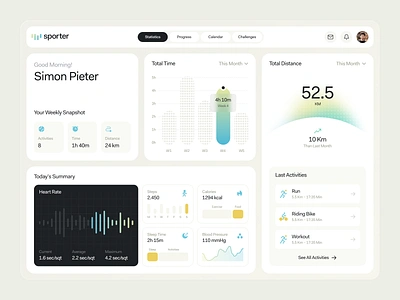 Sporter - Tracking Dashboard clean dashboard design gradient platform sport app sport tracker ui user interface ux