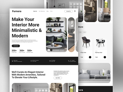 Furnora - Minimalist Furniture Landing Page black design furniture landing page minimalist modern white