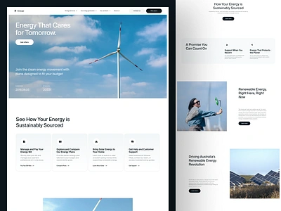 Energie - Clean Energy Company Website Design clean energy company profile company website landing page solar panel ui design uiuxdesign website website design wind turbin