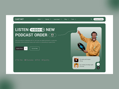 Podcast Website Landing Page audio conversation homepage hosting interview jahid hasan jion landing page listening live live streaming podcast podcasting podcasts sharing stories streaming ui uiux web design website