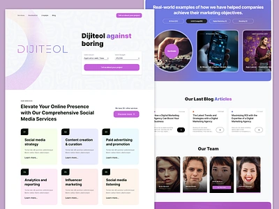 Dijiteol || Digital Agency Landing Page apps creativecommunity creativeprocess designerlife digital digitalart digitalservice homepage instadesign interactiondesign landingpage socialmedia ui uidesign userinterface website