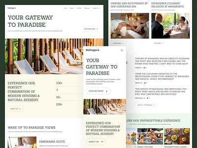Mahagera - Resort Hotel Framer Website Design Template cms footer framer website homepage hotel hotel website resort hotel resort website ui design uiuxdesign website website design website template