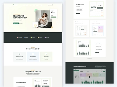 HRFlow - HR SaaS Solution UI candidate clean design design framer hiring hr human resources landingpage modern design noocode payroll responsive design saas startup ui web design webflow