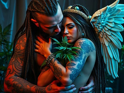 Green Christmas: Cybernetic Santa's Naughty Helper angel braids christmas demon devil dystopian erotic freepik green hell highholiday holiday inferno marijuana satan sensual taboo tracingflock weed winter