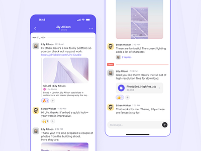 Business Chat App UI/UX | Designed for Seamless Collaboration ai chat android app app design branding chat chat app chat ui design message message ui textfield ui ui design uiux ux ux design