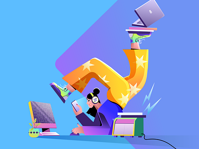 Celebrating the ‘Super’ in everyone app branding character finance fintech gadgets geek girl graphic design illustration india laptop money payment rewards techie technology ui upi vector