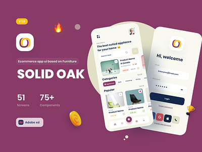 Q Message - Furniture seeling app (UI8 Featured)* adobe xd app app design brand clean concept design figma furniture interface modern paid ui ui design ui8 uiux user