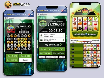 LottoRace Facebook - Game Betting animation app branding design graphic design icon illustration logo motion graphics typography ui ux vector web website