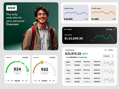 Bento Grid Design of personal finance dashboard animation branding illustration logo ui uiux ux