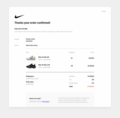 Email Receipt - Daily UI 017 daily ui