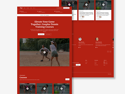 Couples tennis training course red landing page red ui web design