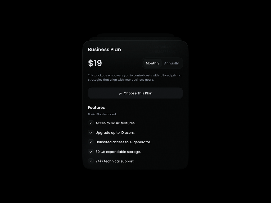 Pricing Card Design