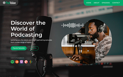 PodValue - Music & Audio, Personal, Portfolio & Agency Website T freelancer podcast portfolio template web design