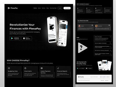 PinnaPay Landing page banking finance fintech landing page mobile banking web3