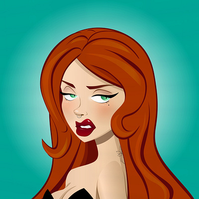 Red-haired girl illustration vector