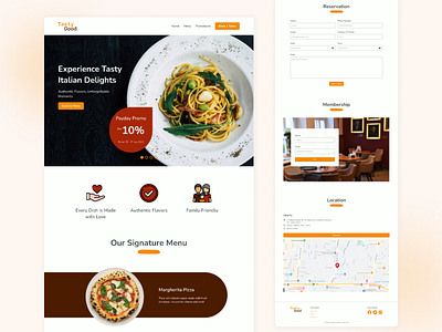 Restaurant Website beverage branding dinner fine dining food food menu foodie italian resto landing page lunch menu pasta reservation restaurant tasty ui ui design ui ux website