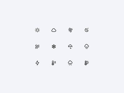 Weather - Icon Set black cloud grey grid icon icon set rain rainbow snow stroke sun umbrella weather