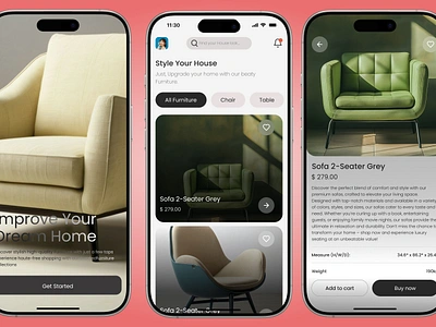 Furniture App UI/UX Design 2025 chairr dream furniture home home ui likes mobile app design sofa ude uec uiux use