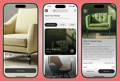 Furniture App UI/UX Design 2025 chairr dream furniture home home ui likes mobile app design sofa ude uec uiux use