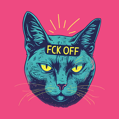 Fck Off cat feline fuck off fun funny go fuck yourself humor ironic irony kitty meme middle finger offensive rude sarcasm satire t shirt t shirt design