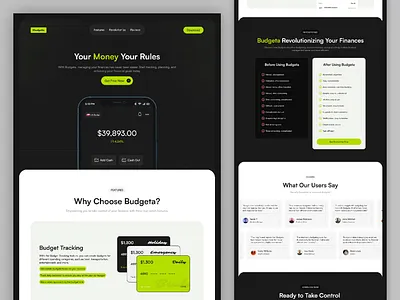 Budgeta - Saving Money Landing Page (Free Figma Template) finance finance landing page finance mobile app landing page landing page ui mobile deisgn money app money design app money landing page money management save money web ui website website design