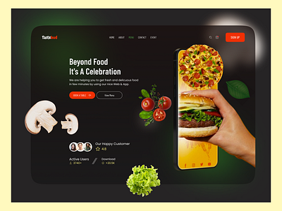 Food order Website Design 🍕 branding burger chef delivery eating fast oder food food delivery service food order food services home page landing page pizza recipe restaurant ui update ux web world