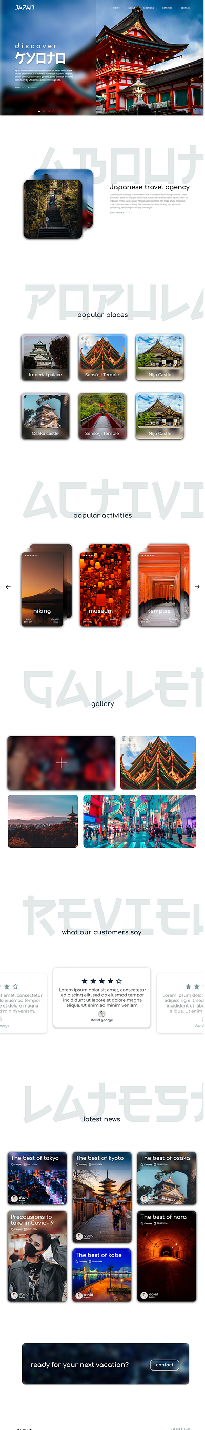 Japan Travel Web design | UI/UX | Landing Page | Agency | Blog booking website clean layout cultural website culture travel explore japan japan travel japan ui japanese aesthetic minimal ui modern ui responsive design scenic ui tourism ui travel app travel blog travel guide travel landing travel website ui ux web design
