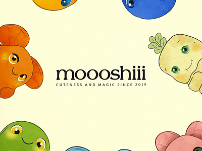 Moooshiii - Toys Store Logo branding cartoon cute design funny graphic design illustration kids logo logo design logo designer logotype mark mascot symbol toy toys typography vector wooden