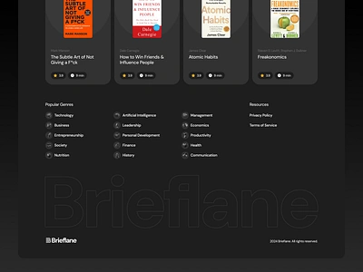 Brieflane Footer 3d books desktop footer icons product ui ux web webdesign website