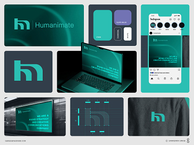 Humanimate Consulting Logo & Identity advertising brand business company consulting futuristic human humanimate inanimate logo marketing media minimal modern monogram samadaraginige simple strategy tech