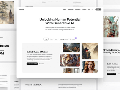 Website for Stability AI — An Artificial Intelligence Company ai ai company ai image creator ai image generator ai images ai landing page ai model ai website artificial intelligence generative ai image generator prompt stability stability ai stable diffusion text to image web web design website design