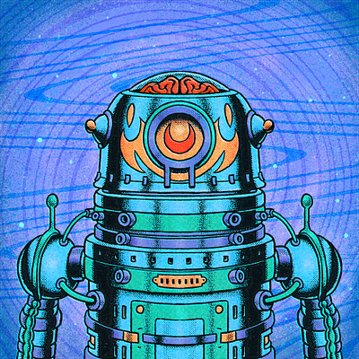 Number 4. comic comic style halftones neo retro retro robot space toy trippy vintage