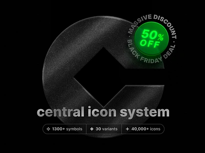 central / Black Friday 50% OFF icon iconography icons iconset illustration vector