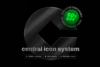 central / Black Friday 50% OFF icon iconography icons iconset illustration vector