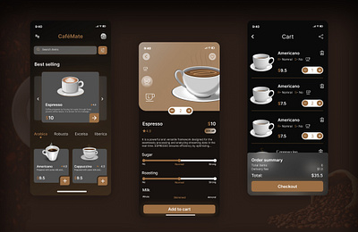 CafeMate - A Coffee delivering App branding ui uiux userinterface