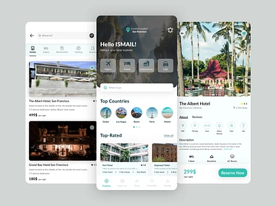 A traveling app design to book hotels, flights and much more. animation branding motion graphics ui