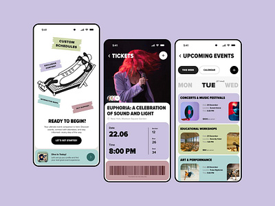 Event Ticket Booking Mobile App Design android app design app design inspiration application booking branding entertainment event event management event plannner festival find event ios mobile app mobile design music schedule show ticket ticket app