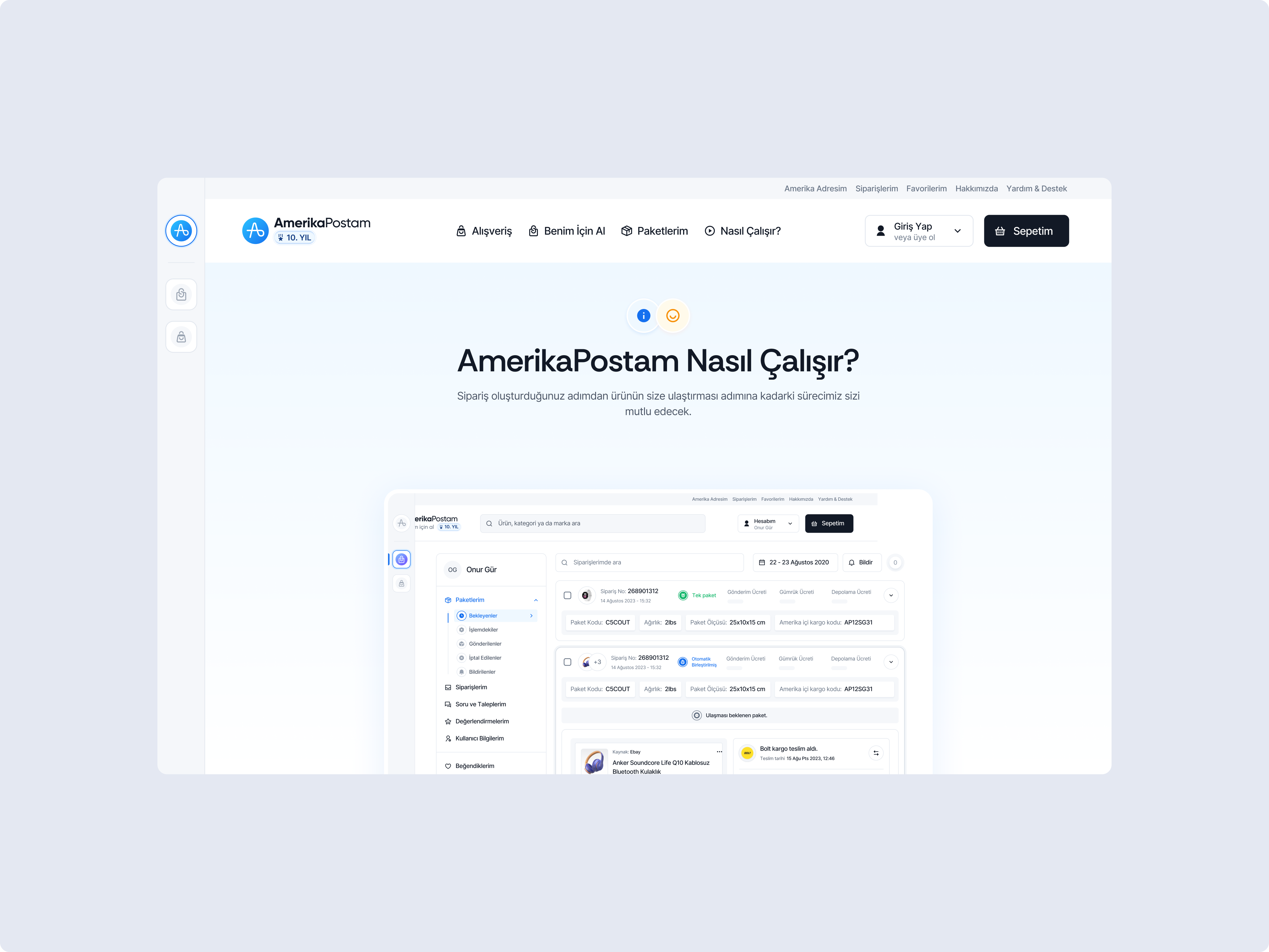 AmerikaPostam app bento design e commerce mobile app product shopping typography ui ux web site