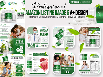 Amazon Listing Images | Probiotic Supplement aliexpress listing amazon amazon a amazon ebc amazon images amazon infographics amazon product design amazon sellers amazon store background removal ebay listing ecommerce design graphic design listing images photo editing photo retouching premium a product listing images