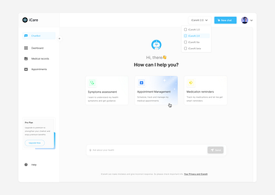 iCare AI - Chatbot ai dashboard design product design ui uiux ux