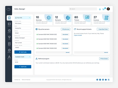 SSD - WHMCS Dashboard animation app branding dashboard design hosting hosting dashboard server dashboard ui ux