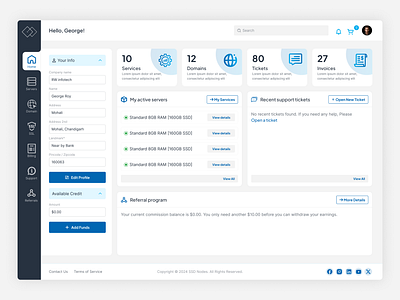 SSD - WHMCS Dashboard animation app branding dashboard design hosting hosting dashboard server dashboard ui ux