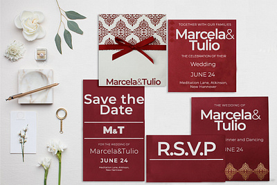 Red Shimmery Butterfly Themed - Screen Printed Wedding Card religious wedding invites