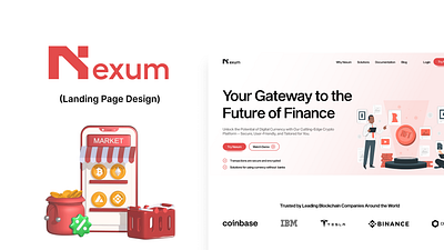 Nexum-Landing Page blockchain clean company company website crypto landing page minimal modern red ui uiux ux ux design web web design website ui