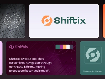 Shiftix - Logo Design blockchain bolt branding contract creative brand creative logo freelance logo design hexagon logo logomark logotype modern logo design navigate search shift smart spark visual identity design web3 web3 logo