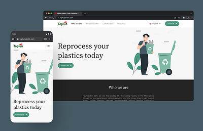 Reprocessing plastic company website desktop mobile plant plastic bottle redesign ui design ux design website design