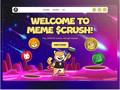 CRUSH landing page design - Meme Coin crypto crypto meme crypto trade crypto website cybersecurity degen meme meme coin home page meme coin ui meme token meme website nft pepe pepe coin pepe website solana solana token web design website crypto website security