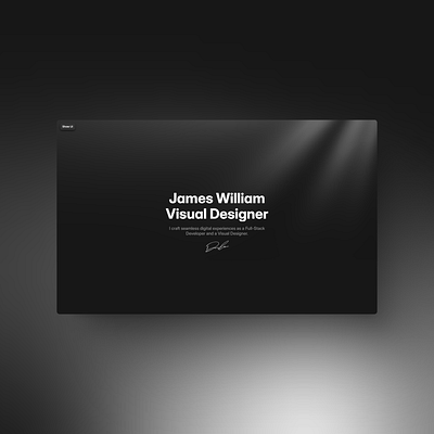 Personal website hero section design. clean dark design graphic design minimalist ui webdesign