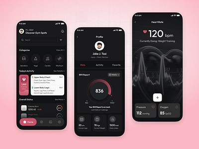 GymPulse: FitnessApp Design app appdesign branding datatracking design fitappui fitnessapp fitnessdesign fitnessjourney gymapp healthandwellness healthtech mobileappdesign mobilefitness mobileui ui uiux uiuxdesign uxdesign workouttracker